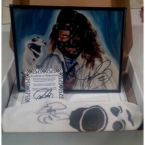WWE Mick Foley Signed Mr Socko Sock + Framed/Signed 8x10+Signed COA Mankind WWF